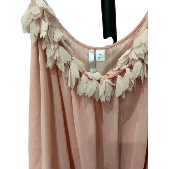Lauren Conrad Peach Layered Chiffon Cropped Tank Top Floral Y2K Romantic SZ XL - Picture 4 of 9